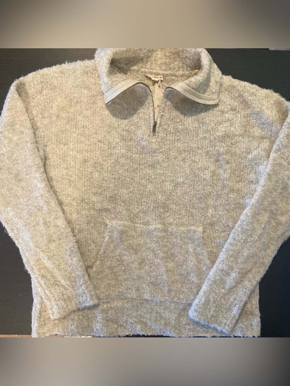 NEW - HEM & THREAD - Women’s Textured Quarter Zip Cream Sweater - size Large